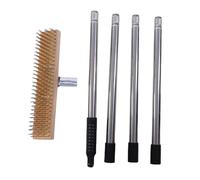 NOENNULL Stainless Steel Wire Brush Heavy Duty Wire Broom with Long Handle Moss Remover Scrubbing Brush, 45 Degree Head, Extendable up to 160cm, Deck Brush for Patio Deck Garden (30cm / 11.8in)