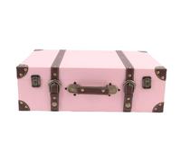 NOENNULL Suitcase Vintage Wooden Suitcase Travel Old Fashioned Style Decorative Storage Retro Luggage Decor Vintage Luggage for Birthday Wedding Decoration Photography (Pink)