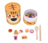NOENNULL Wooden Feeding Toy for Toddlers, Fine Motor Skill Toy Play Food Set for Kids Kitchen with 30 Various Foods, Chopsticks & Spoon, Preschool Learning Toys Gifts for Kids Boys &