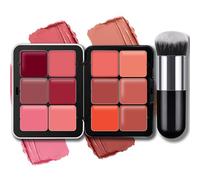 Noerrors 12 Colors Cream Blush Palette, Long Lasting Matte Blush Contour Highlight Palette Waterproof Smudge Proof Blendable Full Coverage Blush Palette Makeup with Brush