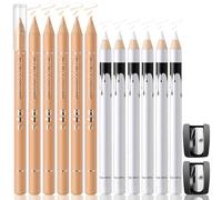 Noerrors 12 Piece Hairdressing Pencil Set, White Beige Skin Tone Magic Hairline Beard Guide Pen with Sharpener, Barber Chalk for Line-up Edge, Hair Design, Shaping