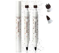 Noerrors 2 Colors Freckle Stamp Pen, Dual Ended 2 in 1 Magic Lifelike Faux Freckle Stain Marker Waterproof Quick Dry Liquid Eyeliner Freckles Pen for Natural Sunkissed Makeup, Light Brown&Dark Brown