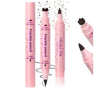 Noerrors 2 Colors Freckle Stamp Pen for Natural Lifelike Faux Freckle, 2 in 1 Dark Brown Freckle Stamp Eyeliner and Light Brown Soft Dot Spot Pen, Waterproof Fake Freckles Marker Sunkissed Makeup