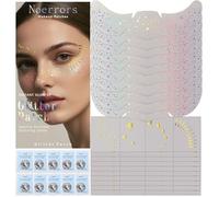 Noerrors 20PCS Glitter Freckles Face Tattoo, Multichrome Holographic Gold Sparkle Faux Freckles Face Glitter Patches, Waterproof Metallic Cute Star Temporary Tattoo Makeup Festival Accessories
