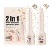 Noerrors 2pcs Freckle Pen, Shimmer Cute Star Gold Glitter Star Makeup Stamp & Brown Fake Freckle Stamp Pen, Waterproof Long-Lasting Faux Freckles Tint for Lifelike Sun-Kissed Festival Rave Look