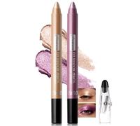 Noerrors 2PCS Glitter Eyeshadow Stick, Plum Shadow Liner 2-in-1 Cream Eyeshadow, Easy to Color Smooth Shimmer Champagne Purple Eye shadow Pencil for Smokey or Natural Eye Highlighter Makeup #03+#05