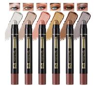 Noerrors 6pcs Cream Glitter Eyeshadow Stick Set for Older Women, Nude Taupe Grey Brown Neutral Champagne Eye Shadows for Mature Skin, Shimmer Eyes Brightener Stick, Waterproof Highlighter Makeup