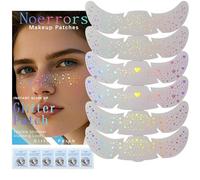 Noerrors 6pcs Glitter Freckles Face Tattoo, 3 Styles Multichrome Holographic Sparkle Face Glitter Speckles Patches, Waterproof Metallic Cute Temporary Tattoo Stickers Makeup Festival Rave Accessories