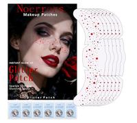 Noerrors 6pcs Glitter Freckles Face Tattoo, Red Sparkle Face Glitter Speckles Patches, Waterproof Cute Star Temporary Tattoo Stickers Makeup for Women Girls Party Festival Rave Accessories