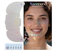 Noerrors 6pcs Holographic Multichrome Glitter Freckles Face Tattoo, Waterproof Sparkle Faux Freckle Face Glitter Patches, Cute Star Metallic Temporary Tattoo 03 Makeup Accessories Festival Rave
