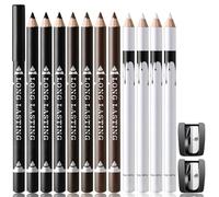 Noerrors Barber Pencil Set for Lineup Beard Shaping Guide Pen 12Pcs Magic Hairline Pencils with Sharpener Barber Chalk White Black Dark Brown Light Brown for Men Makeup Design