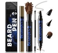 Noerrors Beard Filler Pencil Kit Dual End 4 Tips Beard Pen and Brush Set Hairline Moustache Eyebrows Filling Shaping Styling Makeup Tools Waterproof Longlasting For Men #Brown