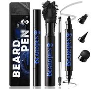 Noerrors Beard Pencil Kit Beard Filler Pen Dual End 4 Tips Beard Pen and Brush Set Hairline Moustache Eyebrows Beard Filling Shaping Styling Makeup Tools Waterproof Longlasting For Men #Black