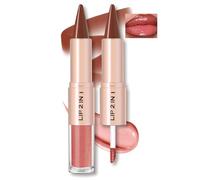 Noerrors Brown Lip Liner & Gloss Set, 2-in-1 Dual-Ended Plumping Lipliner Lipstick with Moisturizing Gloss, High Shine Matte Kit, Nude Coral Ombre Effect Glossy Long Lasting Waterproof Care Makeup #04