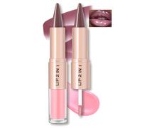 Noerrors Brown Lip Liner & Gloss Set, 2-in-1 Dual-Ended Plumping Lipliner Lipstick with Moisturizing Gloss, High Shine Matte Kit, Rose Pink Ombre Effect Glossy Long Lasting Waterproof Care Makeup #05