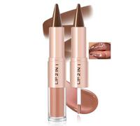 Noerrors Brown Lip Liner & Gloss Set, 2-in-1 Dual-Ended Plumping Lipliner Lipstick with Moisturizing Gloss, High Shine Matte Kit, Nude Ombre Effect Glossy Long Lasting Waterproof Care Makeup For Women