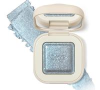 Noerrors Cool Toned Single Glitter Eyeshadow Palette, Duochrome Glow Shimmer Blue Grey Smoky Eye Shadow, Cream to Powder Shiny Eye Brightener, Rich Color Sparkly Highlighter Makeup,Silver Blue