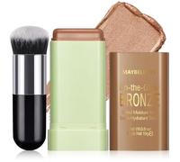 Noerrors Cream Contour Bronzer Stick for Cheeks Tint, Multi-Use Highlighter Blush Makeup Stick, Natural Glow Solid Moisture Blendable On-the-Go Shimmer Illuminator for Face Body Eyeshadow #02