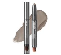 Noerrors Dual-ended Cool Toned Contour Stick with Brush, Matte Grey Brown Cream Bronzer Contour Stick, Travel Size Waterproof Smooth Easy to Smudge for Face Shaping Contouring Makeup