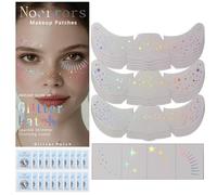 Noerrors Glitter Freckles Face Tattoo, 4 Styles Multichrome Holographic Sparkle Faux Freckle Face Eye Glitter Patches, Waterproof Metallic Cute Star Temporary Tattoo Makeup Festival Accessories