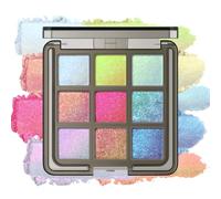 Noerrors Gold Brown Holographic Cream to Powder Eyeshadow Palette, Chameleon Iridescent Blue Green Purple Pink Glitter Eye Shadow, Rainbow Shimmer Eye Brightener, Pearl Face Highlighter Makeup,01