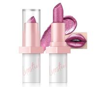 Noerrors Metallic Hot Pink Glitter Lipstick, High Impact Shine Lipcolor, Transfer Proof Diamond Creamy Bright Pink Lipstick, Long Lasting Shimmer Non Stick Cup Lightweight Lip Makeup for Women#02