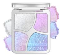 Noerrors Pink Blue Purple Cream to Powder Eyeshadow Palette, Holographic Iridescent Silver Glitter Eye Shadow, Rainbow Shimmer Eye Inner Corner, Rich Color Sparkly Face Highlighter Makeup for Women,03