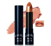 Noerrors Pink Gold Metallic Glitter Lipstick,Shine Diamond Frosted Lip Gloss for Women,High Impact Lipcolor, Transfer Proof Lightweight Long-lasting Silky Smooth Non-sticky Full-coverage Lip Makeup