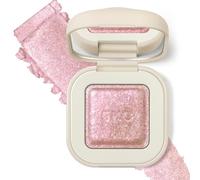 Noerrors Pink Single Glitter Eyeshadow Palette, Duochrome Glow Shimmer Holographic Eye Shadow, Cream to Powder Shiny Eye Brightener, Colour Shift Sparkly Highlighter Makeup for Party Rave,Pink Purple