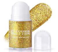 Noerrors Roll-on Holographic Body Glitter Gel for Body Face Hair, Sparkle Chameleon Color Changing Chunky Mermaid Sequins Body Glitter Gel Festival Party Body Shimmer Glitter Makeup # Gold