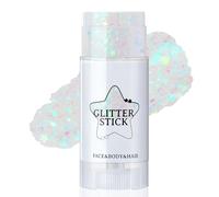 Noerrors White Body Glitter Stick, Mermaid Sequins Shimmer Eyeshadow, Body Shimmer Gel, Holographic Glitter for Face/Hair/Nails, Festival Party Makeup Rave Decoration
