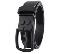 noesArk ZUREN Non-Slip Belt Mens Genuine Leather, Buckle Changeable, Size Adjustable, Business Casual 1.2" Large Size, Matte Black Nickel Free, Belt width 1.2" / Maximum waist 44" / Total length 50"