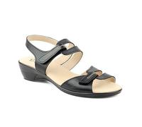 NOESLOMISMO BY DILEMA Low Wedge Sandals for Women with Double Velcro | Leather Made in Spain | Non-Slip Ergonomic Footwear for Summer and Delicate Feet, Black/White, 4 UK