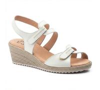 NOESLOMISMO BY DILEMA Women’s Leather Wedge Sandals, Adjustable Hook-and-Loop Straps, Espadrille-Style Jute Wedge, Non-Slip Rubber Sole, Made in Spain - Summer Walking & Holiday Comfort