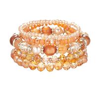 Noessla Beaded Boho Stretch Bracelet Colorful Stackable Crystal Beads Bracelets Trendy Costume Jewelry Mothers Day Gifts for Women, 7", Glass, no gemstone