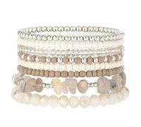 Noessla Boho Beaded Bracelets for Women Stackable Irregular Natural Stone Bead Stretch Bracelet Set 8PCS Costume Jewelry Gifts for Her, 18 cm, Stone, no gemstone