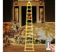 Noetopolis Christmas Decorations Light, 10ft LED Christmas Ladder Lights with Santa Claus, 8 Modes Santa Climbing Ladder Lights with Timer, Ladder Tree Light for Indoor Outdoor Xmas Tree (Warm White)