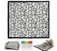 Noetopolis DIY Coloring Blanket, Color-ing Blankets for Adults, Color Your Own Blankets with Watercolor Pen, Fuzzy Velvet Creative Washable Coloring Blanket (High-Low Cow + Pen)