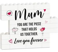 Noetopolis Mum Birthday Gifts, Birthday Gifts for Mum Building Blocks Puzzle Plaque, Block Puzzle Mummy Gift-s from Daughter Son Husband, Touching Sayings Engraved Funny Gift-s for Mothers Day