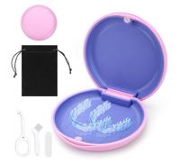 Noetopolis Retainer Case, Magnetic Closure Invisalign Case, Slim Aligner Retainer Box, Portable Mouth Guard Case with Aligner Removal Tool&Brush&Storage Bag, Tooth Holder Box for Adhesive Braces（Pink）
