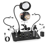 NOEVSBIG Helping Hands Soldering Station with Upgraded 5X Magnifying Lamp, 360° Soldering Clamp, 4 PCB Holders, Extra-Large Base & 4 Sturdy Flexible Arms, Hands-Free Tool for Soldering, Jewelry Crafts