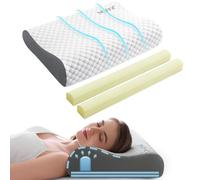 NOFFA Cervical Pillow for Neck Support, Ergonomic Bed Pillows for Sleeping, Firmness& Height Adjustable Contour Pillow, Memory Foam Orthopedic Pillow for Side Back Stomach Sleepers 55x35x(11/8, 8/5)