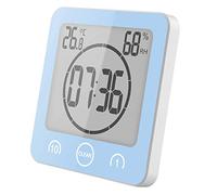 NOFIBAF Digital Bathroom Shower Wall Clock Timer with Alarm with Big LCD Display, Waterproof for Water Spray, Humidity Temperature Display, Wall Clock Timer for Bathroom Shower Makeup Cooking