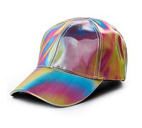 Nofonda Marty McFly Replica Cap, Rainbow Baseball Cap, Cool Metal Hat, Curved and Adjustable, Perfect Costume for Christmas, Fancy Dress, Cosplay