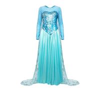Nofonda Women's Elegant Princess Dress Costume Blue Fancy Dress for Halloween Costume Cosplay (L, Blue)