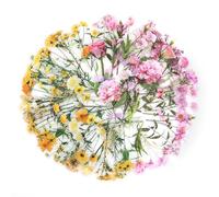 NOGAMOGA 80 PCS Flower Transparent Stickers, Pink Yellow Floral Stickers, Nature Decorative Sticker for Scrapbook, Bullet Journals, DIY, Gift Packaging