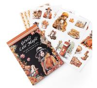 NOGAMOGA Autumn Journaling Sticker Book, A5 Size, 20 Sheets of Pre-Cut PET & Paper Stickers for Scrapbooking, Card Making and Junk Journaling Supplies, Orange