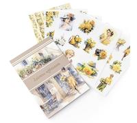 NOGAMOGA Spring Scrapbook Stickers for Adults, 20 Sheets of Pre-Cut Fashion Ladies and Floral Stickers for Journaling, Planner, A5 Collage Sticker Book, Scrapbooking Supplies, Yellow