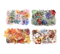 NOGAMOGA Vintage Flower Botanical Stickers, Fall Leaf Plant Stickers, Clear Aesthetic Decorative Decals for Scrapbooking, Card-Making, DIY, Phones, Journals