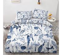 NOGAWA Botanical Emperor Size Duvet Cover Sets, Butterfly Printed Bedding Set 3 Pcs, Ultra Soft Microfibre Quilt Cover & 2 Pillowcases With Zipper Closure 290 x 235